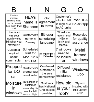 Scripting Bingo Card