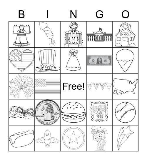 USA Black and White Bingo Card