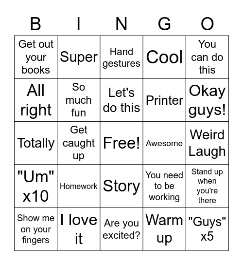 ELA Bingo Card