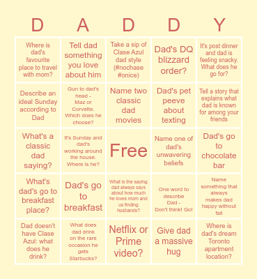 Happy Birthday Dad!!!!!!!!! Bingo Card