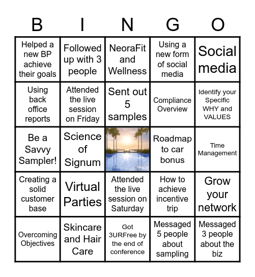 Neora Bingo Card