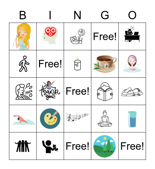 Mindfulness Bingo Sample Bingo Card