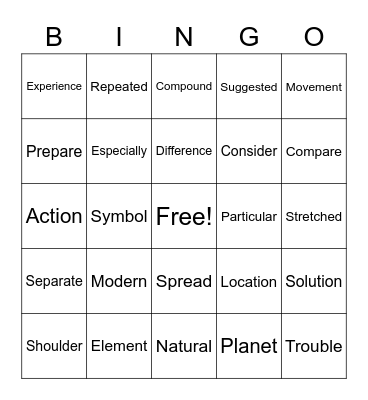 Literacy Bingo! Bingo Card