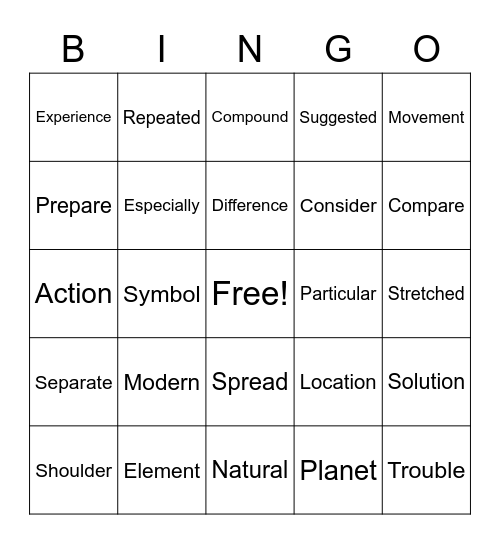 Literacy Bingo! Bingo Card