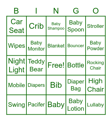 BABY SHOWER Bingo Card