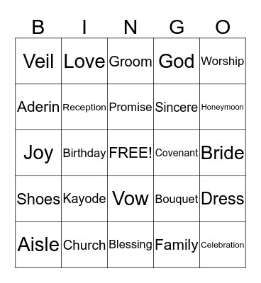 Happ Bingo Card