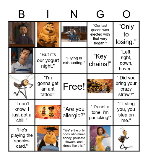 The Bee Movie Bingo Card
