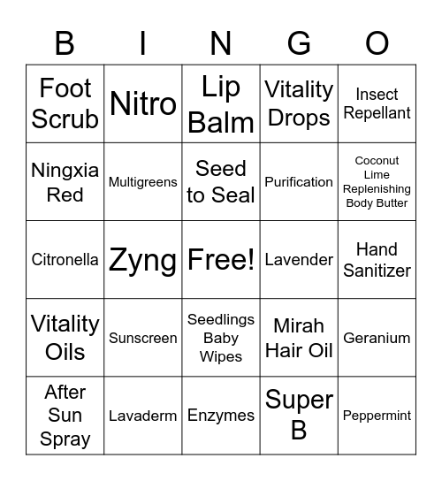 Summer Essentials Bingo Card