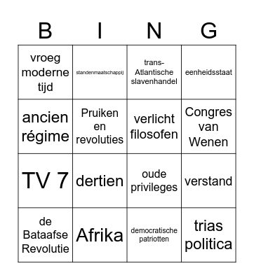 TV 7 Bingo Card