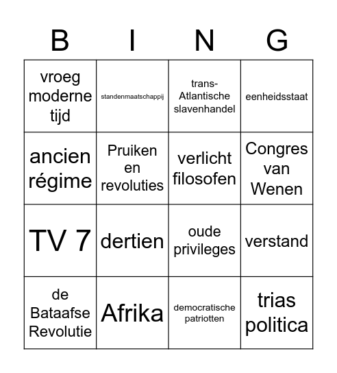 TV 7 Bingo Card