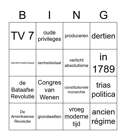 TV 7 versie 2 Bingo Card