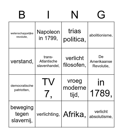 TV 7 versie C Bingo Card