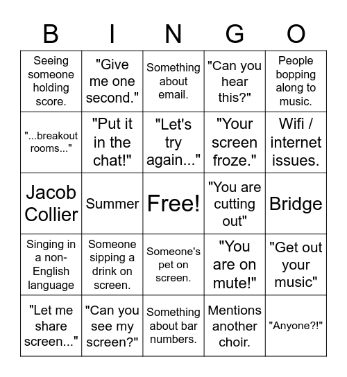 GPYC BINGO Card