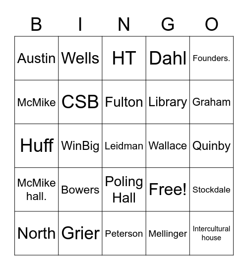 Monmouth Bingo Card
