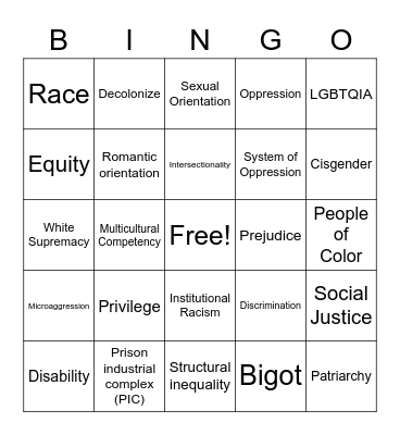 Diversity Equity & Inclusion Bingo Card