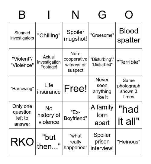 Paula Zahn Bingo Card
