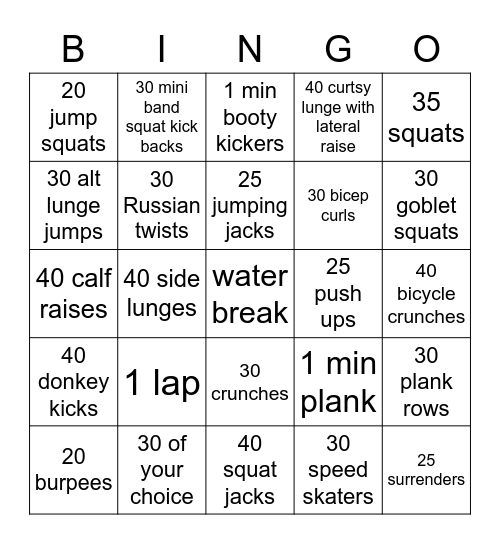 Body Well Bingo Card