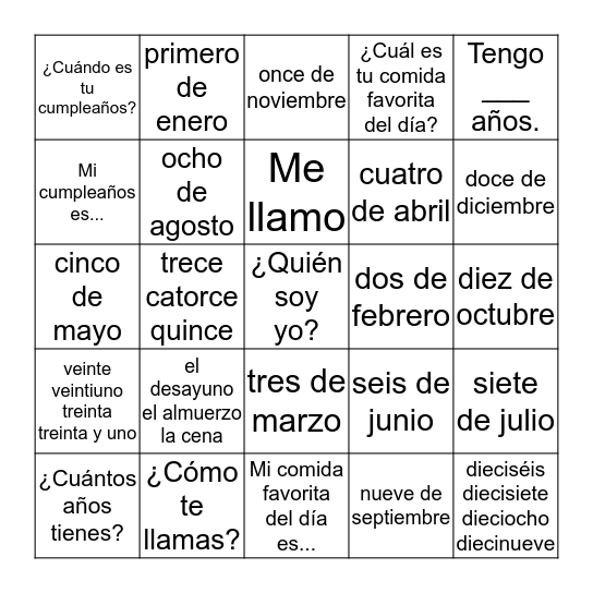 ¿Quién soy yo? Bingo Card
