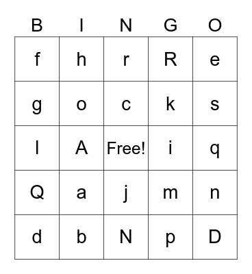 Alphabet Bingo Card