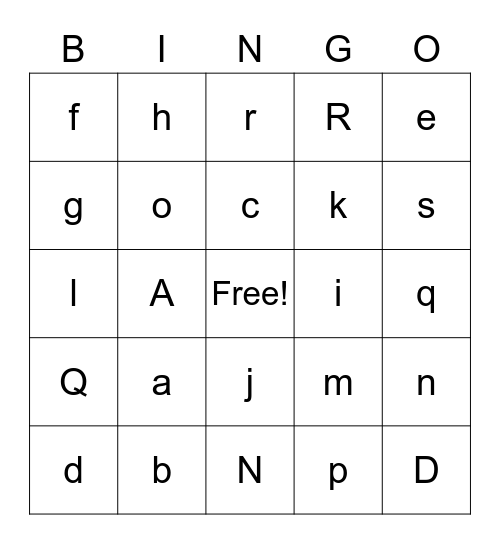 Alphabet Bingo Card