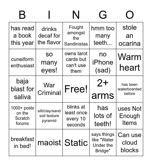 cutie little man bingo (crush) Bingo Card