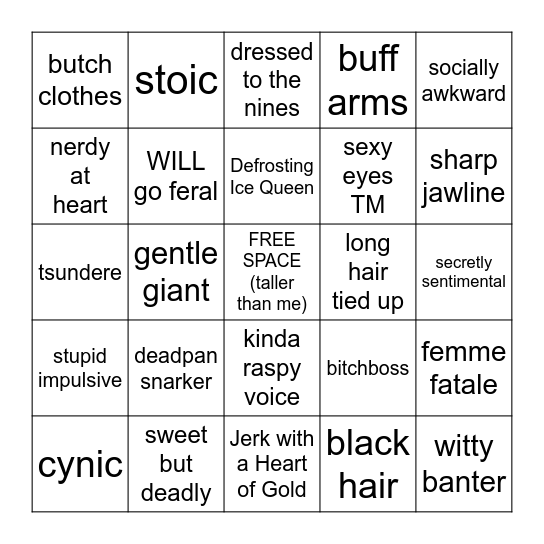 Traits I find attractive :pensive: Bingo Card