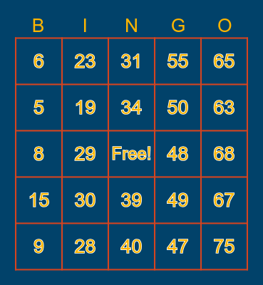 Senior Bingo 2021 Bingo Card