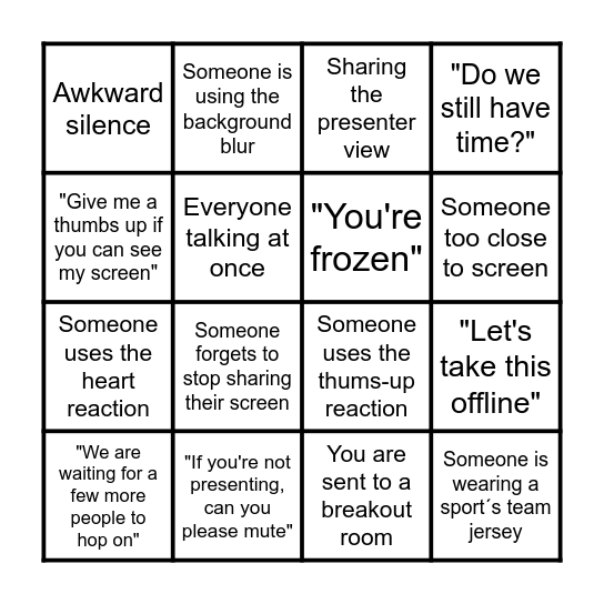 Growth Team Offsite Bingo Card