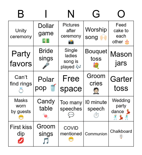 💙 Wedding Bingo💙 Bingo Card