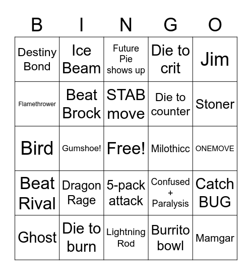 Kaizo ironmon Bingo Card