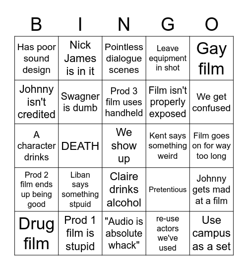 CineFest Bingo Card