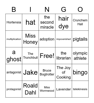 Matilda Bingo Card