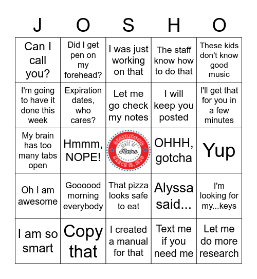 Farewell Bingo Card