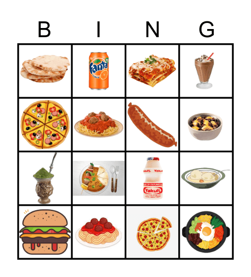 Food Around the World Bingo Card