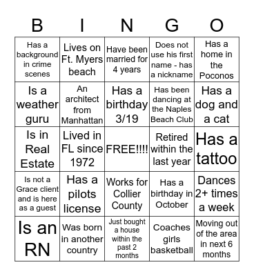 People Bingo Card