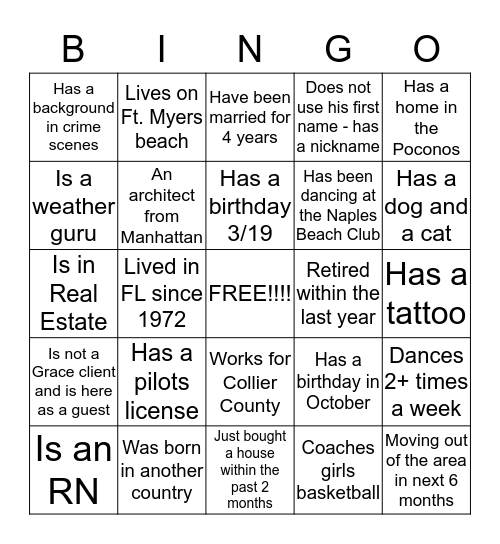 People Bingo Card