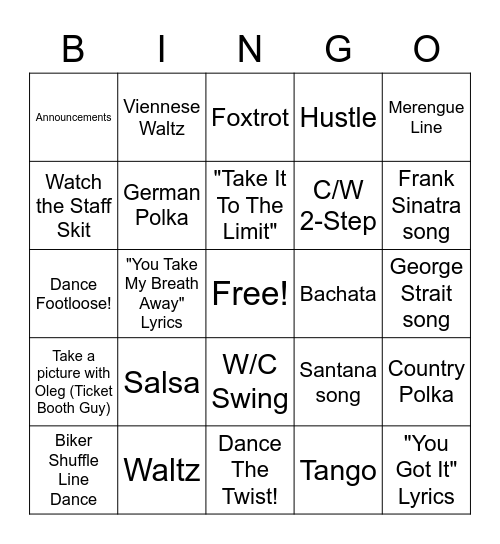 Cirque Du Bingo Card