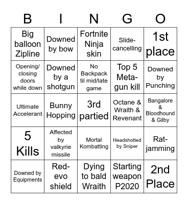 Apex Bingo Card