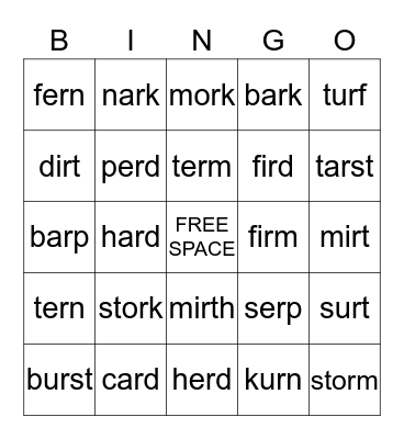 "R" CONTROLLED Bingo Card