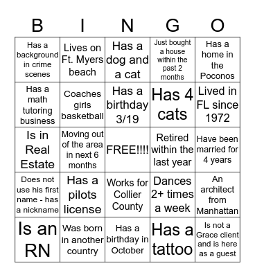 People Bingo Card