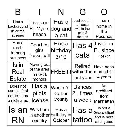 People Bingo Card