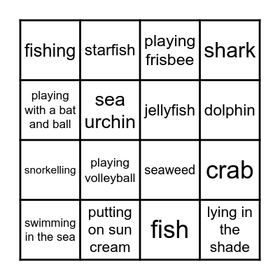 At the Beach Bingo Card