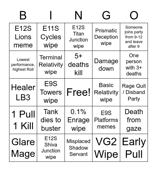 PF Weekly Re-clears Bingo Card