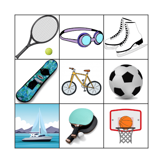Sports equipment Bingo Card