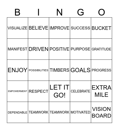 TIMBERS TEAM BINGO Card