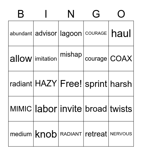 Spring Benchmark Bingo Card