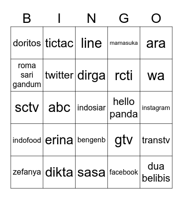 Erina Satsuki Bingo Card