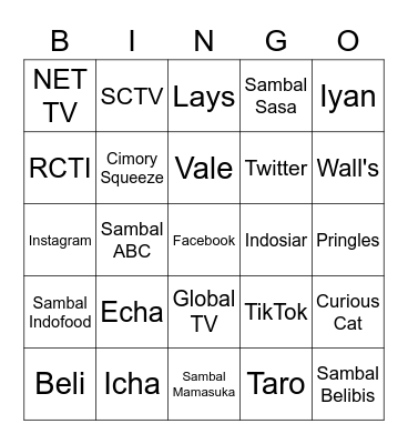 Vale Bingo Card