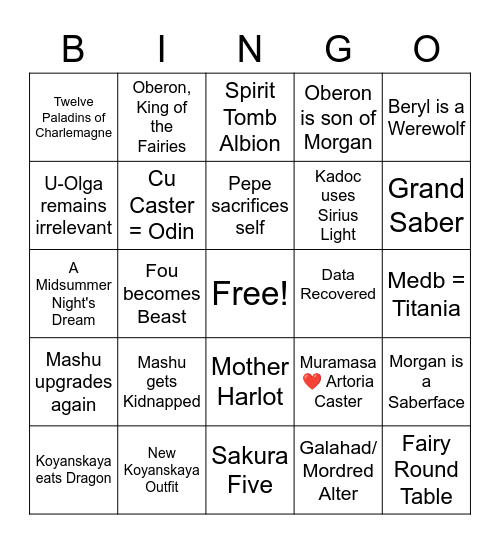 LB6 Bingo Card