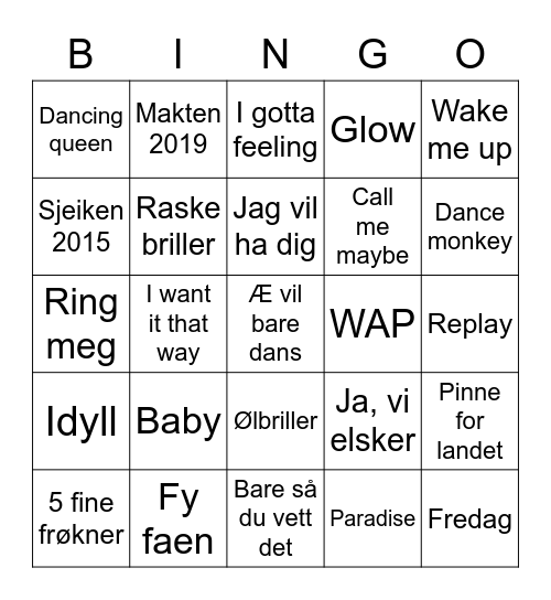 MUSIKKBINGO Card